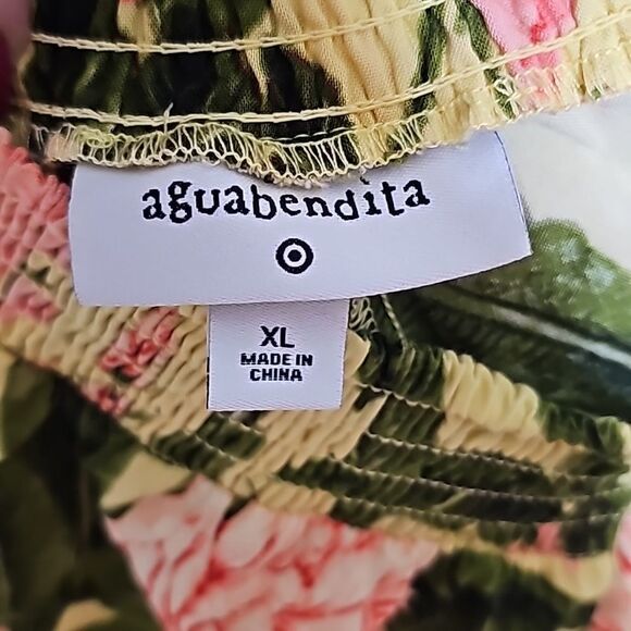 Agua Bendita x Target XL Floral Palm Jumpsuit Wide leg Halter top yellow green - Picture 8 of 10